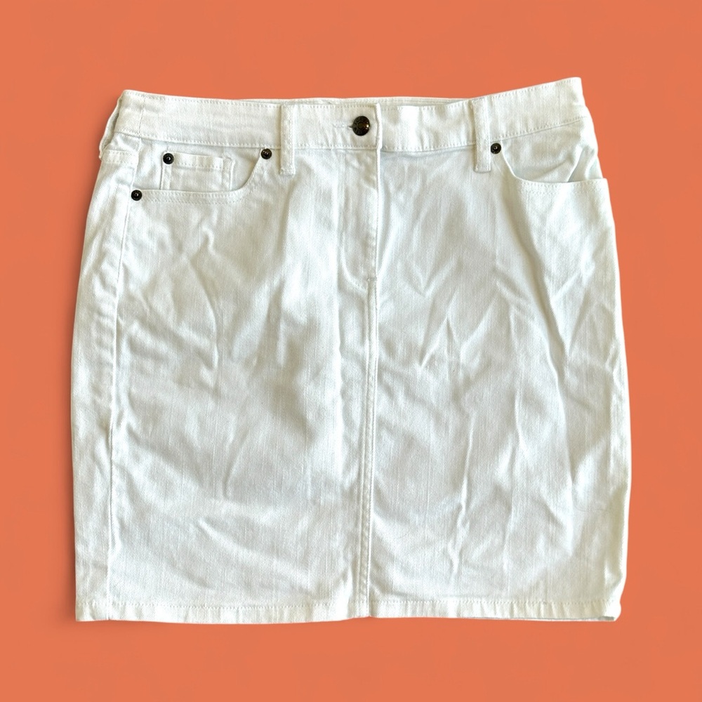 J. Crew White Denim Pencil Skirt